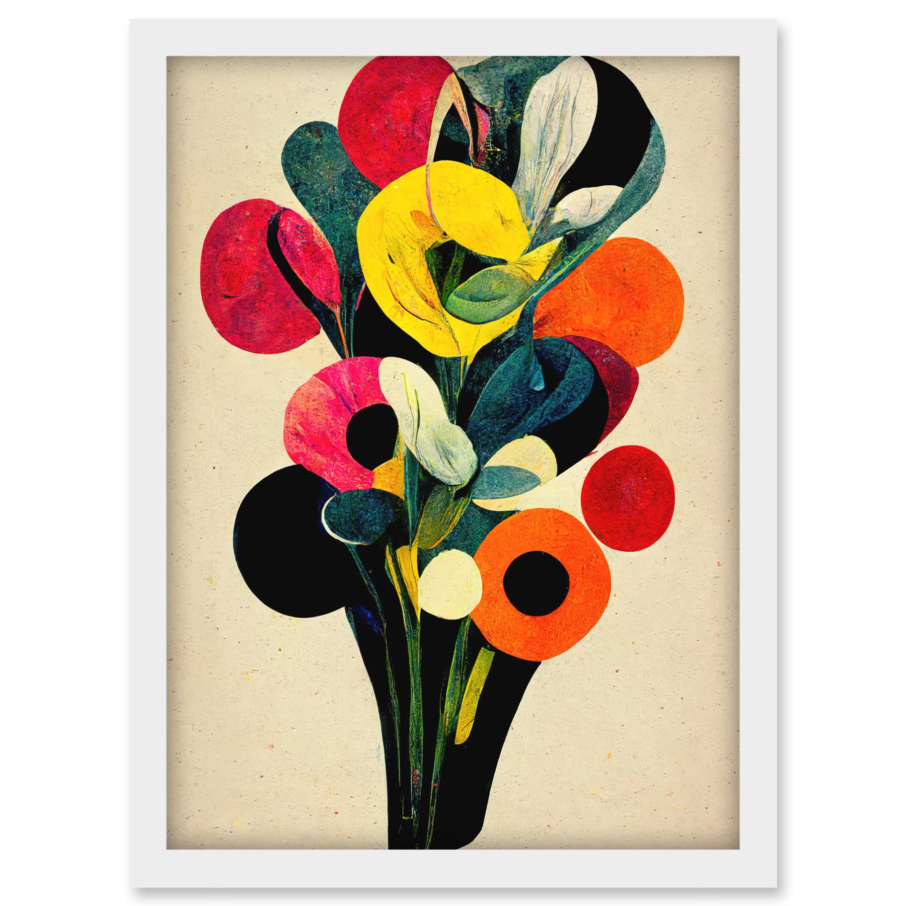 Doppelganger33 LTD Kandinsky Inspired Abstract Multicolour Flower Bouquet Artwork Framed A3 Wall Art Print