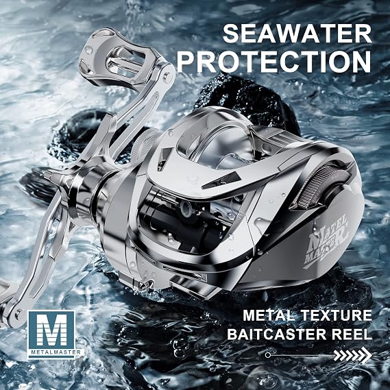 HAUT TON Matel Master Advanced Version Baitcaster reels,6.2:1Gear Ratio,5+1Ball Bearing,Bait clickers,12Lb Drag System Fishing Reels,for Saltwater,Freshwater