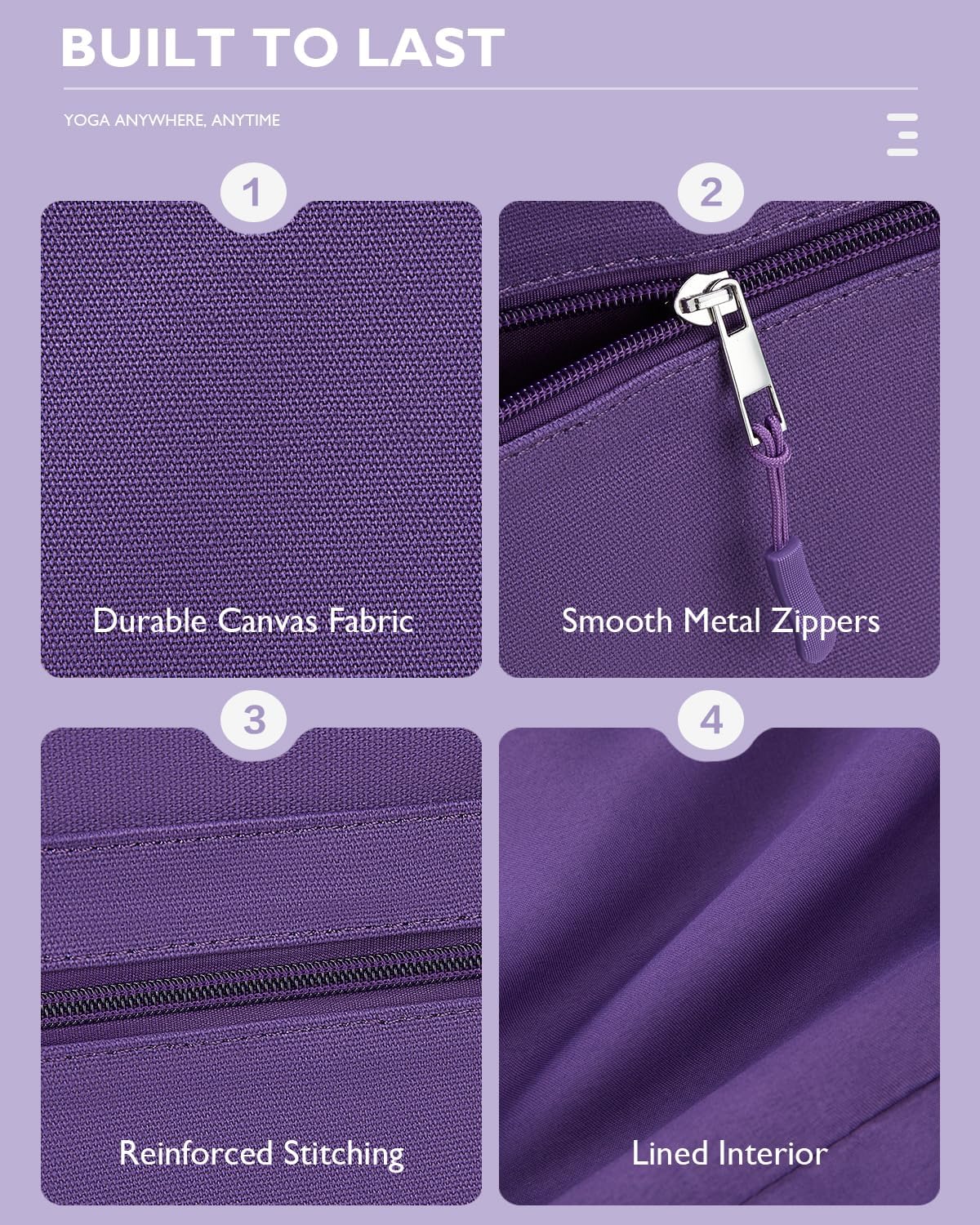 Gonex Yoga Mat Bag, Extra Large Canvas Gym Bag with Waterproof Pocket Metal Zipper, Fits Mat & Blocks, Stylish Yoga Mat Carrier for Women, Ideal for Yoga, Pilates, Workout, Travel - Image 4