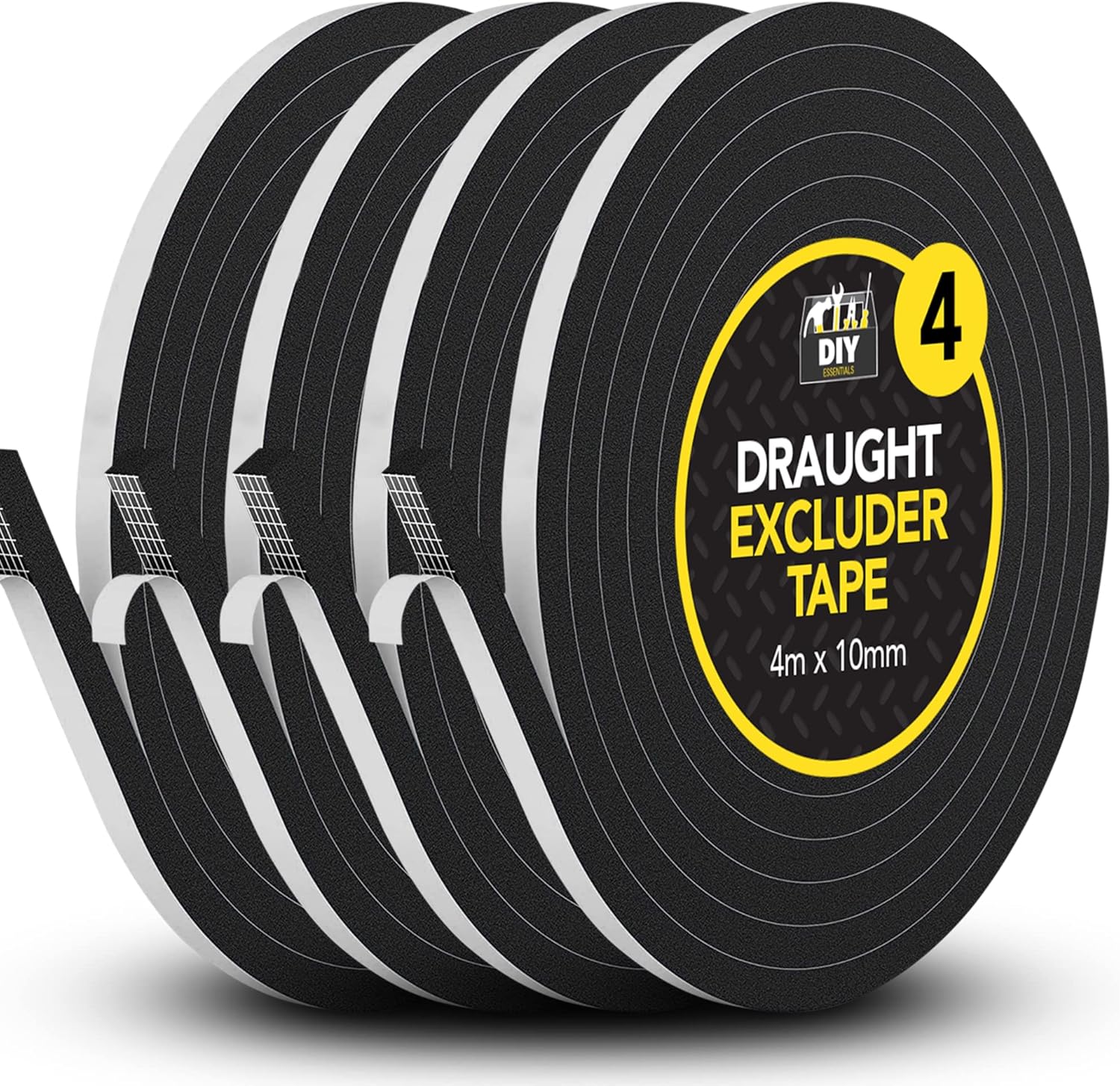 4pk Foam Tape 4m x 10mm Foam Draft Excluder Tape for Doors & Window