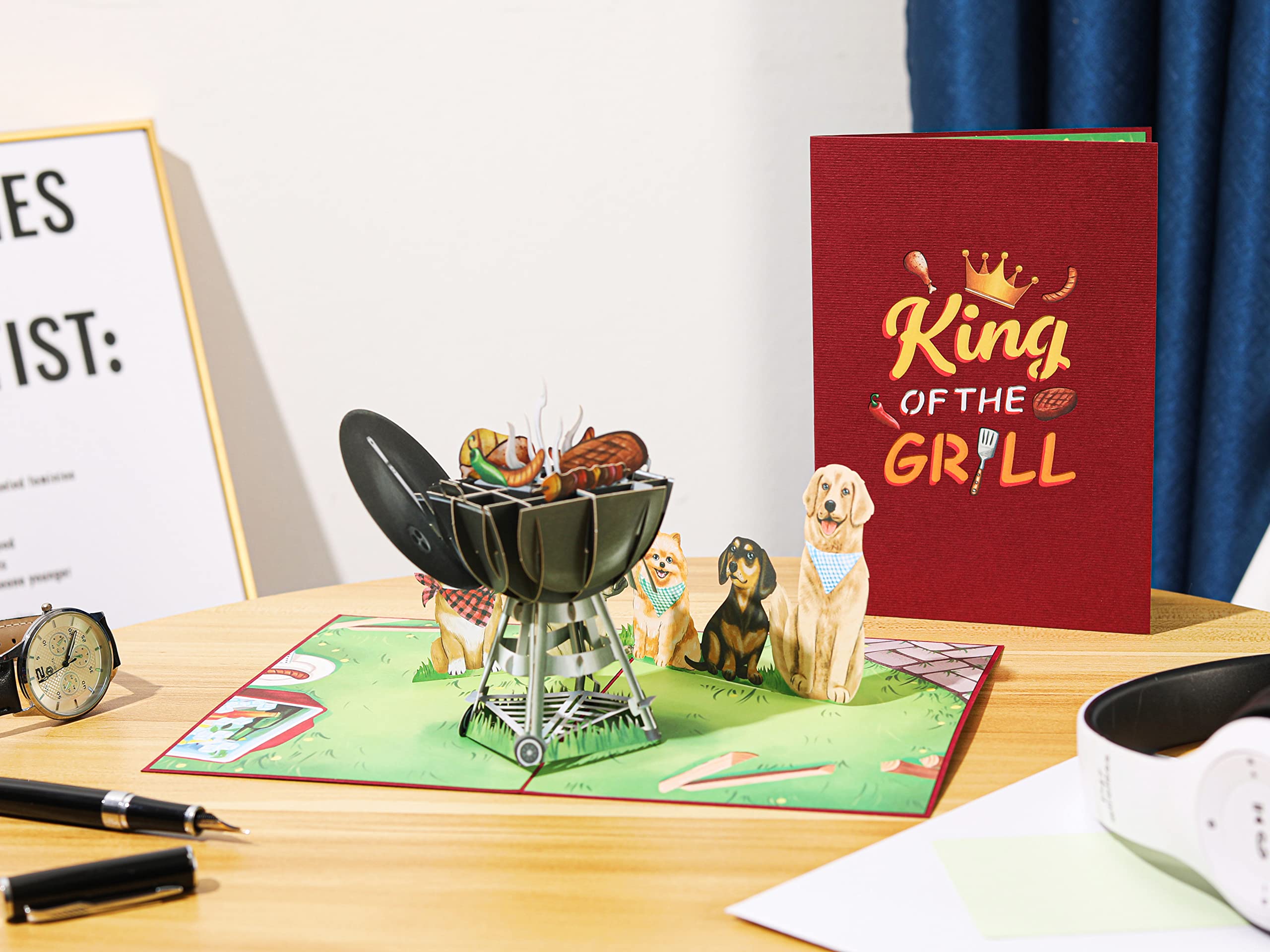 Liif Tarjeta del Día del Padre del Rey de la Parrilla, tarjeta desplegable 3D del Día del Padre