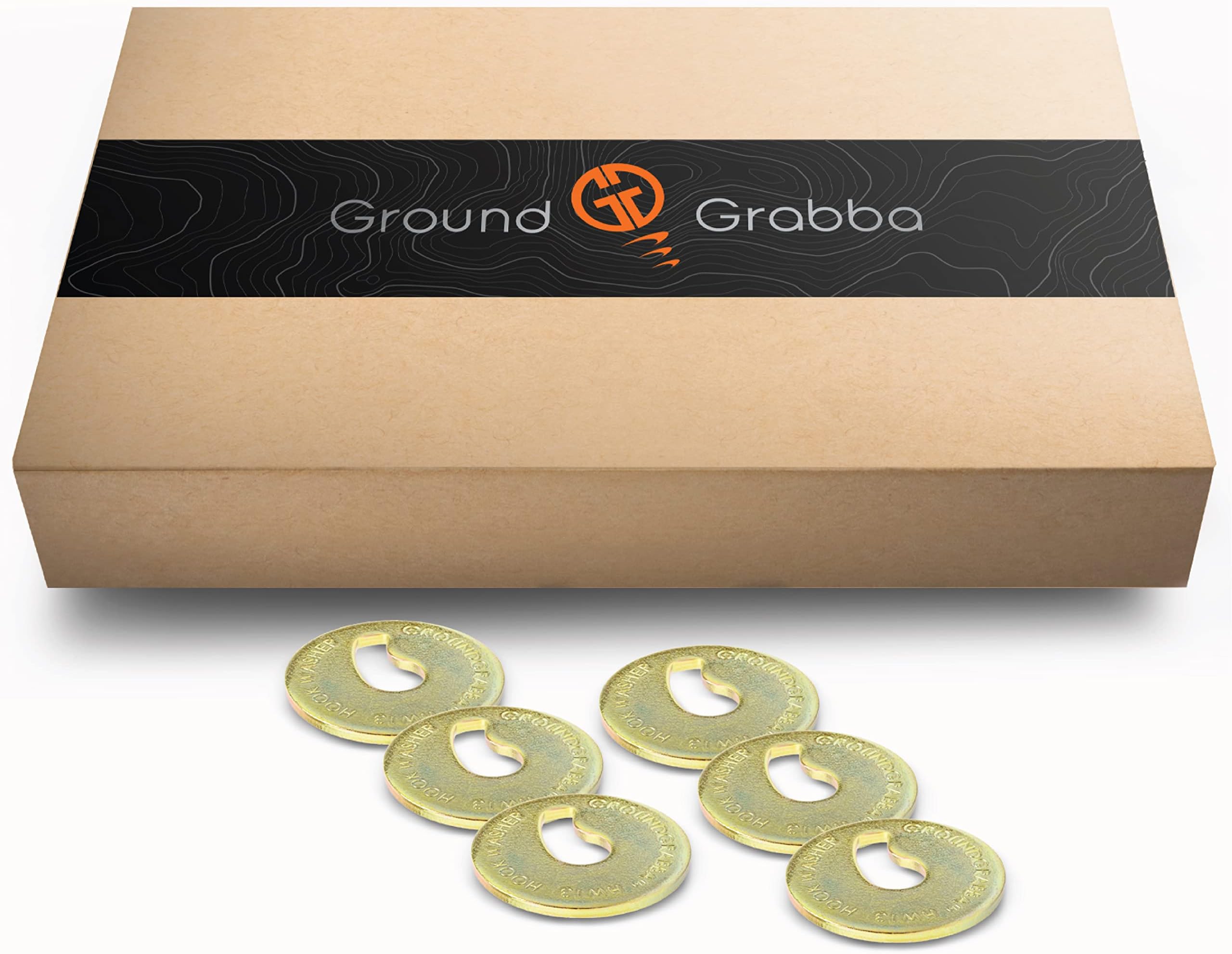 Teardrop Hook Washer 6 Pack for Wide Loops | Specifically Designed for Wide Diameter Holes | 6X GroundGrabba Teardrop Hook Washers