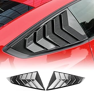 KUNGKIC for 2024 2025 Mustang Rear Side Window Louvers Air Vent Scoop Louvers Window Scoop Louvers Covers ABS Sun Rain Shade Vent Sport Style Cool Exterior Decoration ABS (Carbon Fibre Pattern)