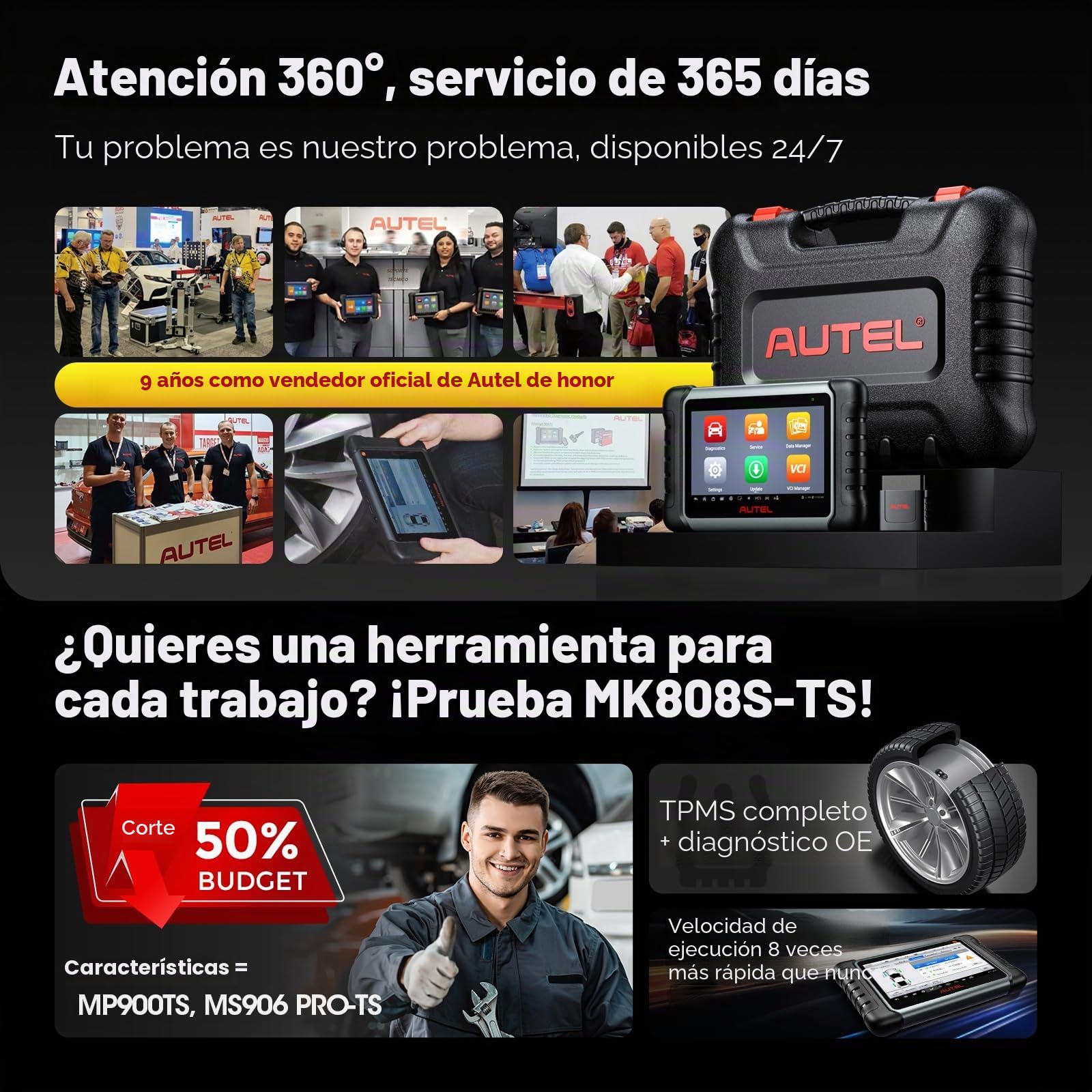 Autel MaxiCOM MK808S-TS Scanner, TPMS Completa Comprobar/Activar/Reaprender, MX-Sensores de Programación, BT Sistemas de Diagnóstico Completo, Prueba Activa, 28+ Servicios, AutoAuth para FCA SGW