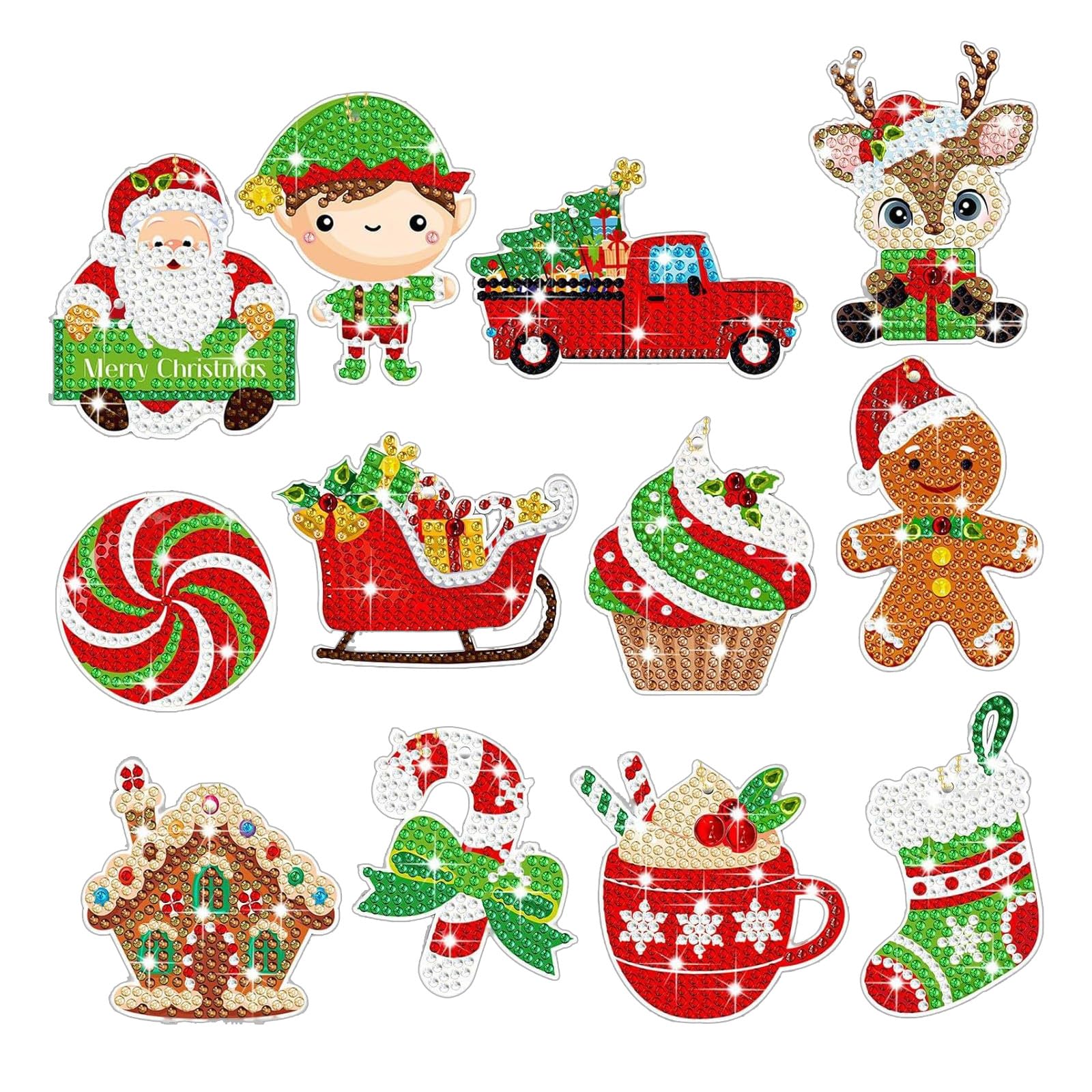 Kit DIY Peinture Diamant Noël – 12 Porte-Clés à Personnaliser – Loisir Créatif & Décoration Festive