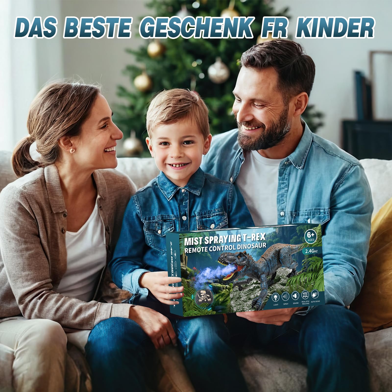 Sunrad Kinder Ferngesteuertes Dinosaurier Spielzeug,Elektronik T-Rex Dino Spielzeug mit Spray, Licht,Brüllen,Realistische Gehbewegungen,Geschenk für Jungen und Mädchen