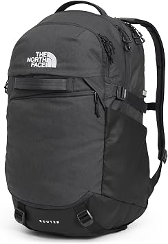 The North Face Router Everyday Laptop Backpack - Daypack, Water Repellent, Laptop Sleeve, Reflective Details, Asphalt Grey Light Heather/TNF Black-NPF, One Size