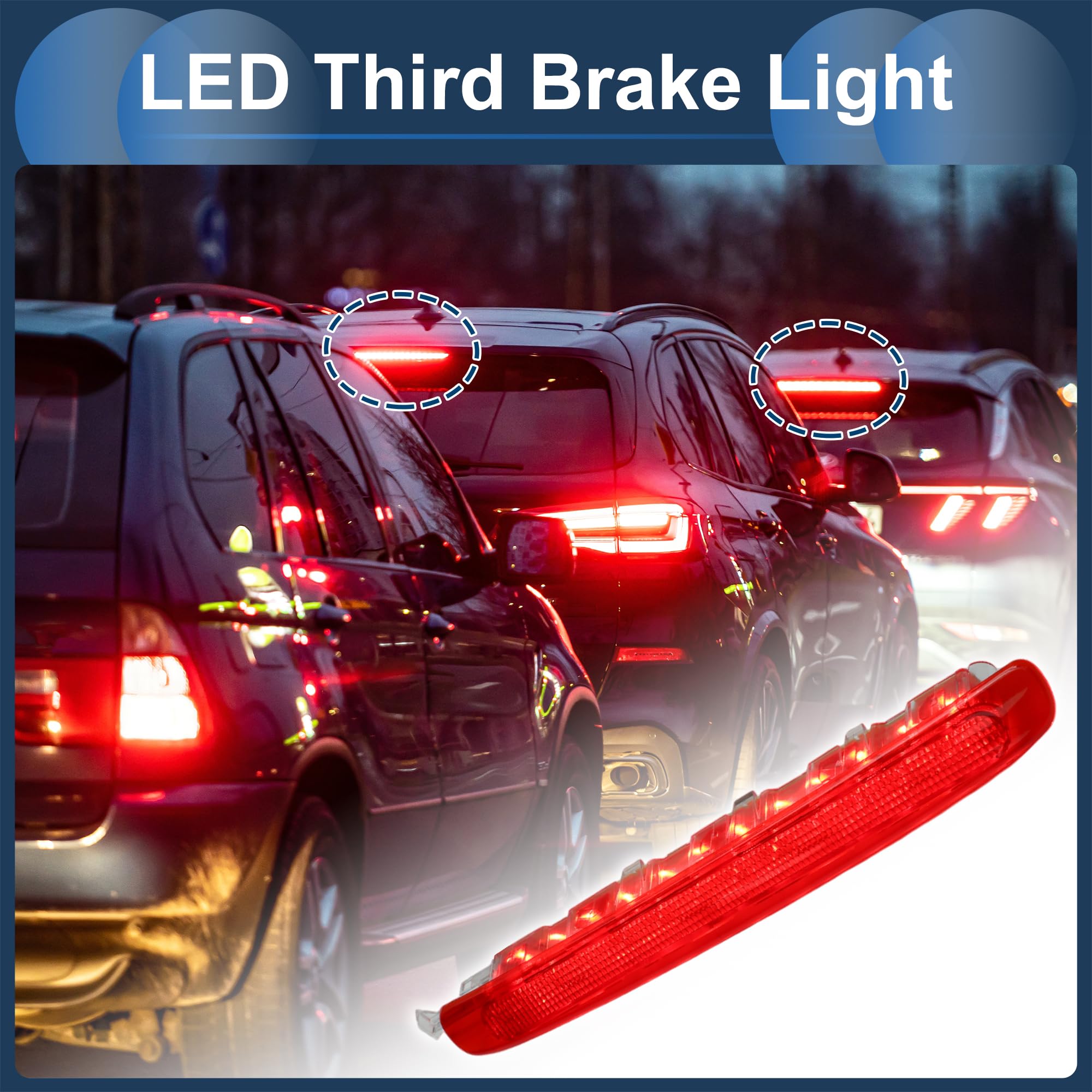 Tercera Luz De Freno Led Para Seat Altea Xl 5P 06-15 1 Pc | Para Seat Altea Freetrack-Type 5P 07-15, Para Seat Altea 5P Facelift 09-15, Rojo, Abs, 32X3Cm, Ip67, 12V, 2 Pines