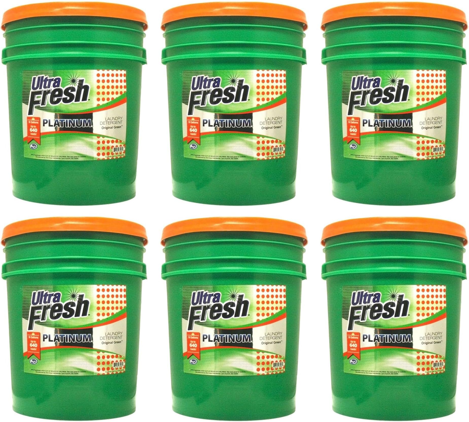 3X Platinum 5 Gallon Laundry Detergent Liquid for All Machine Types with Easy Dispensing Pump, Up to 640 Loads, Original Green (2 Pack)