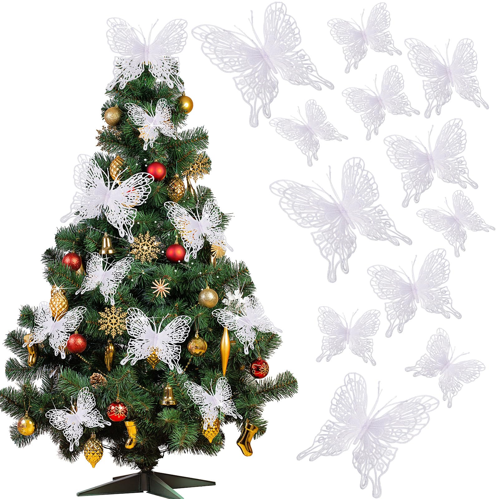 Jutom White Butterfly Ornaments