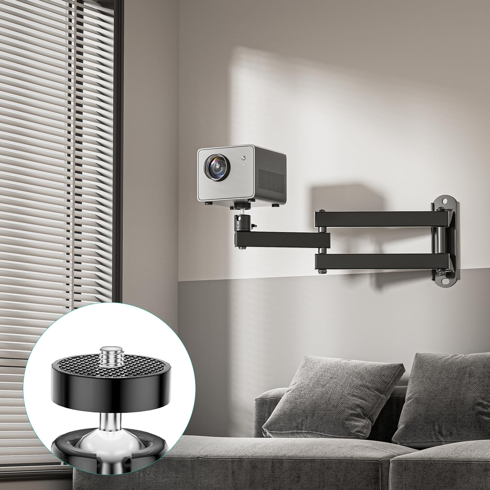 Soporte de pared para proyector plegable, soporte universal ajustable para proyector de pared, soporte de proyector de aleación de aluminio, tamaño de tornillo M4 M6 de 1/4 pulgadas, (1330LM-PM), 7