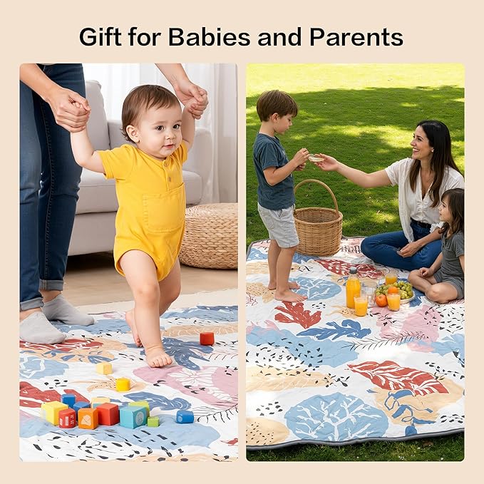 Alfombra de Juego para Bebés 127x127 cm, Antideslizante y Lavable miniatura 8