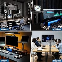 Vista 7 de Juego de 2 soportes de altavoz con abrazadera de escritorio para monitor de estudio, altura ajustable