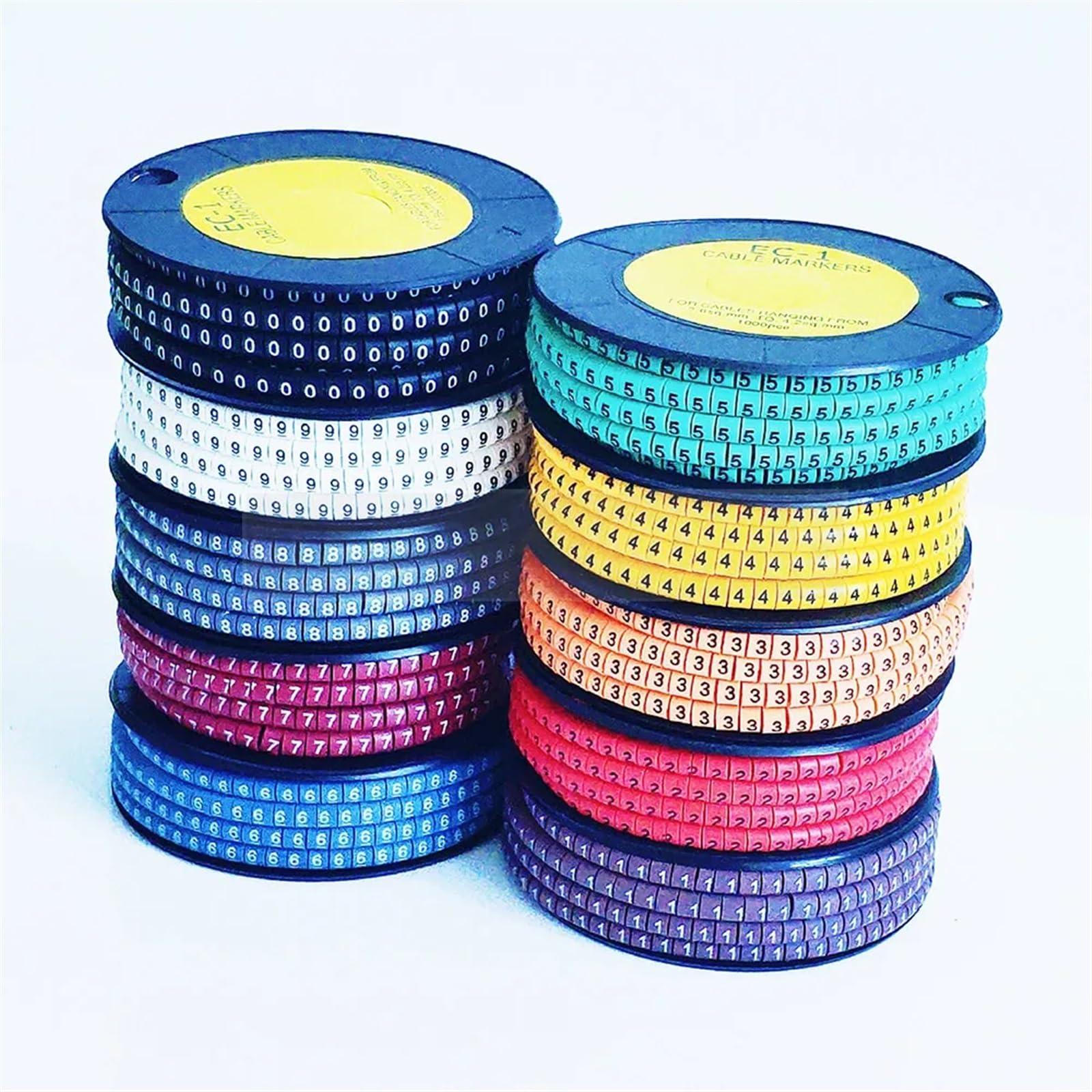 Etichette per la marcatura dei cavi, Marcatore for cavi con etichetta Numero da 0 a 9 Dimensioni cavo 1(Ec 0 1000pcs Yellow)