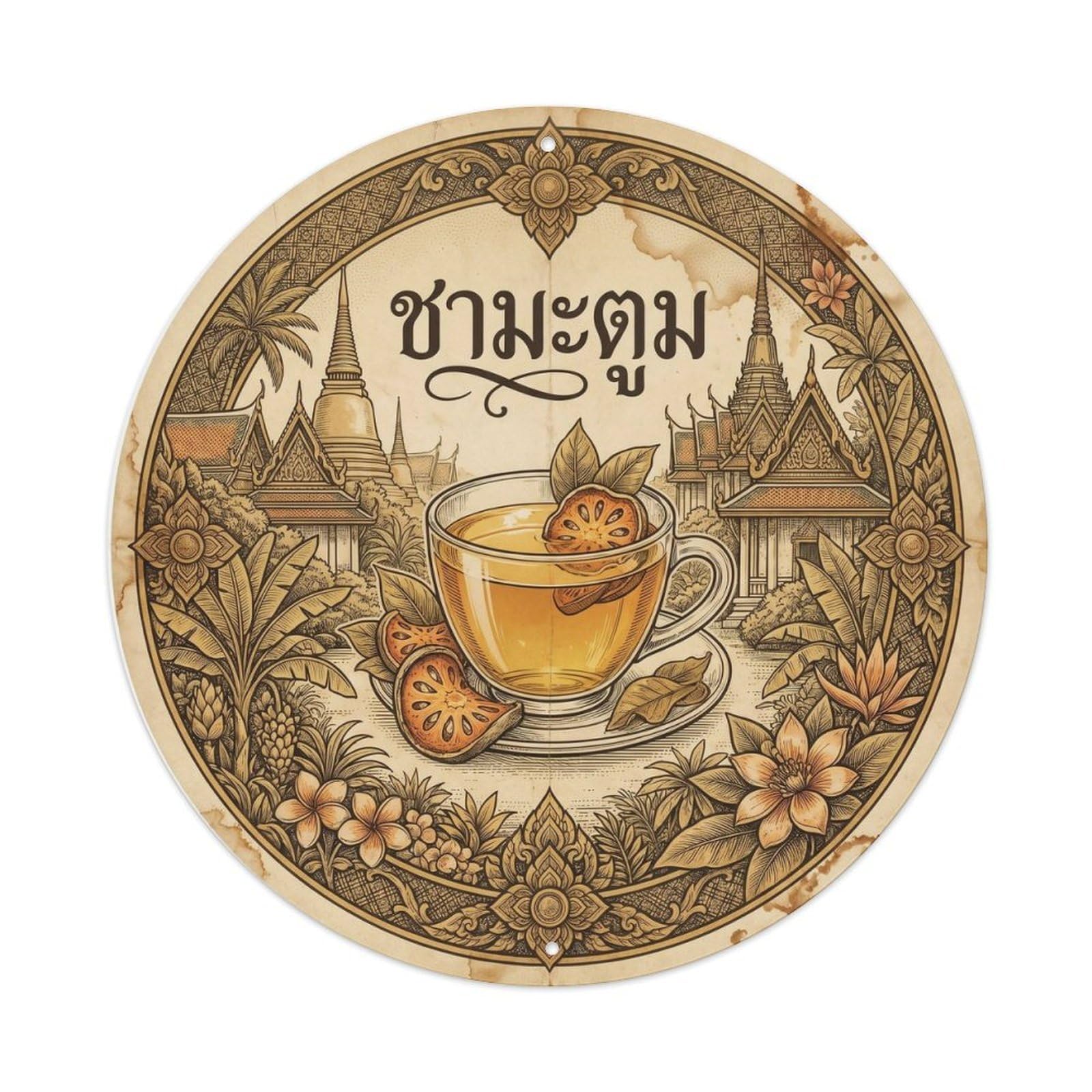 Tea Southeast Asian Teahouse Brew Culture Nostalgic Metal Tin Sign