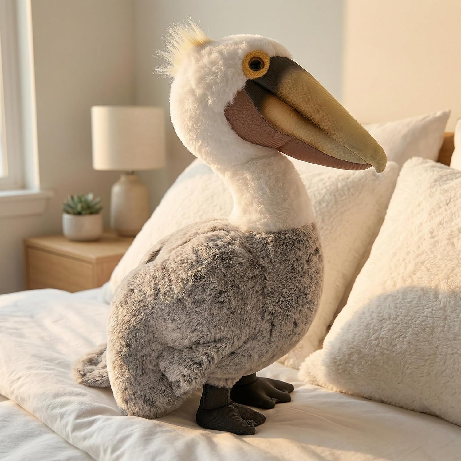 Pelican Plush Toy, 13.5 ‘’Wild Pelican Stuffed Animal, Simulation Animal Gift for Kids,Home Decor，Grey…