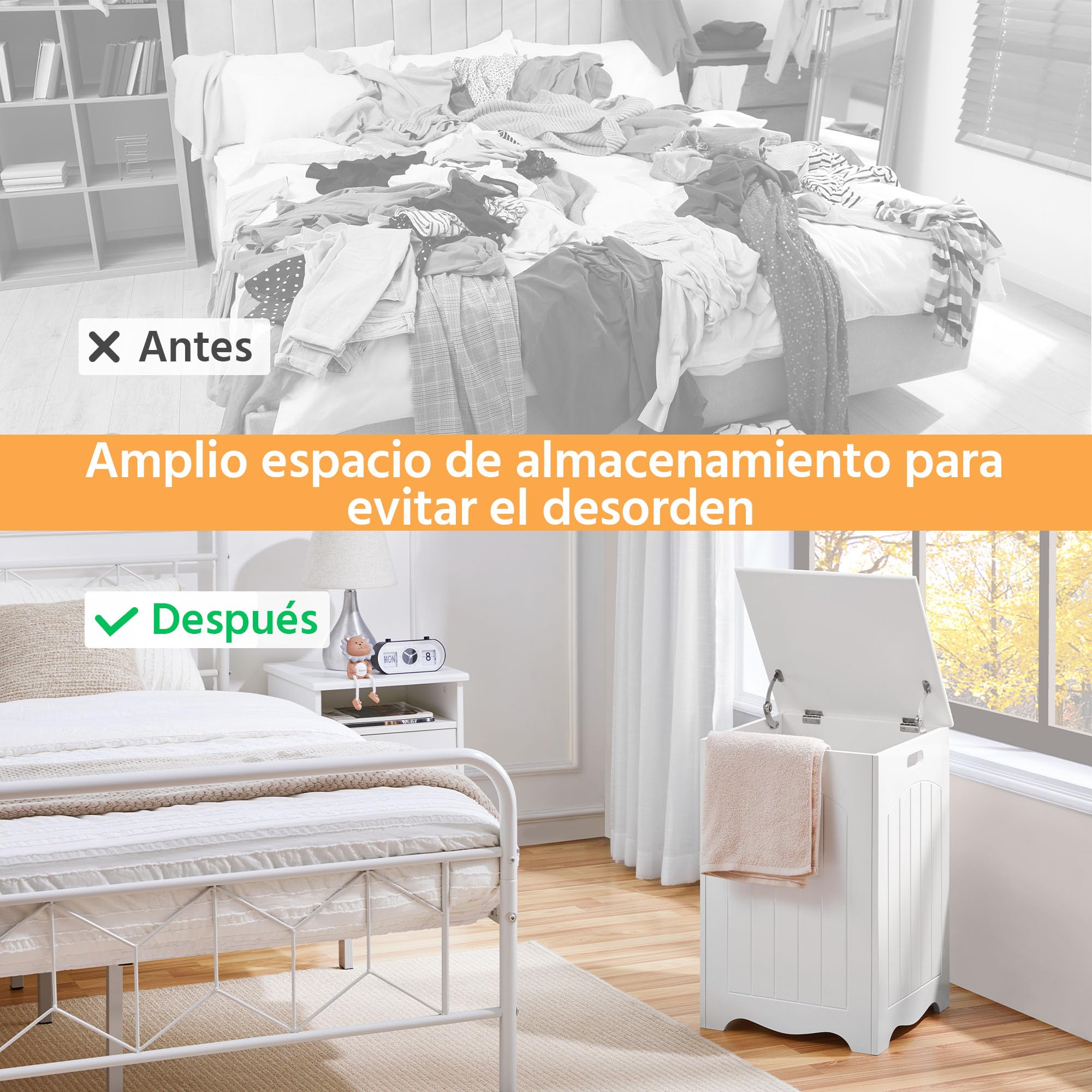 Yaheetech Armario para Ropa Sucia de Baño Cesto para Ropa Sucia con Tapa Armario Multifuncional de Baño para Ahorrar Espacio Organización de Ropa Sucia 40x40x61 cm Blanco