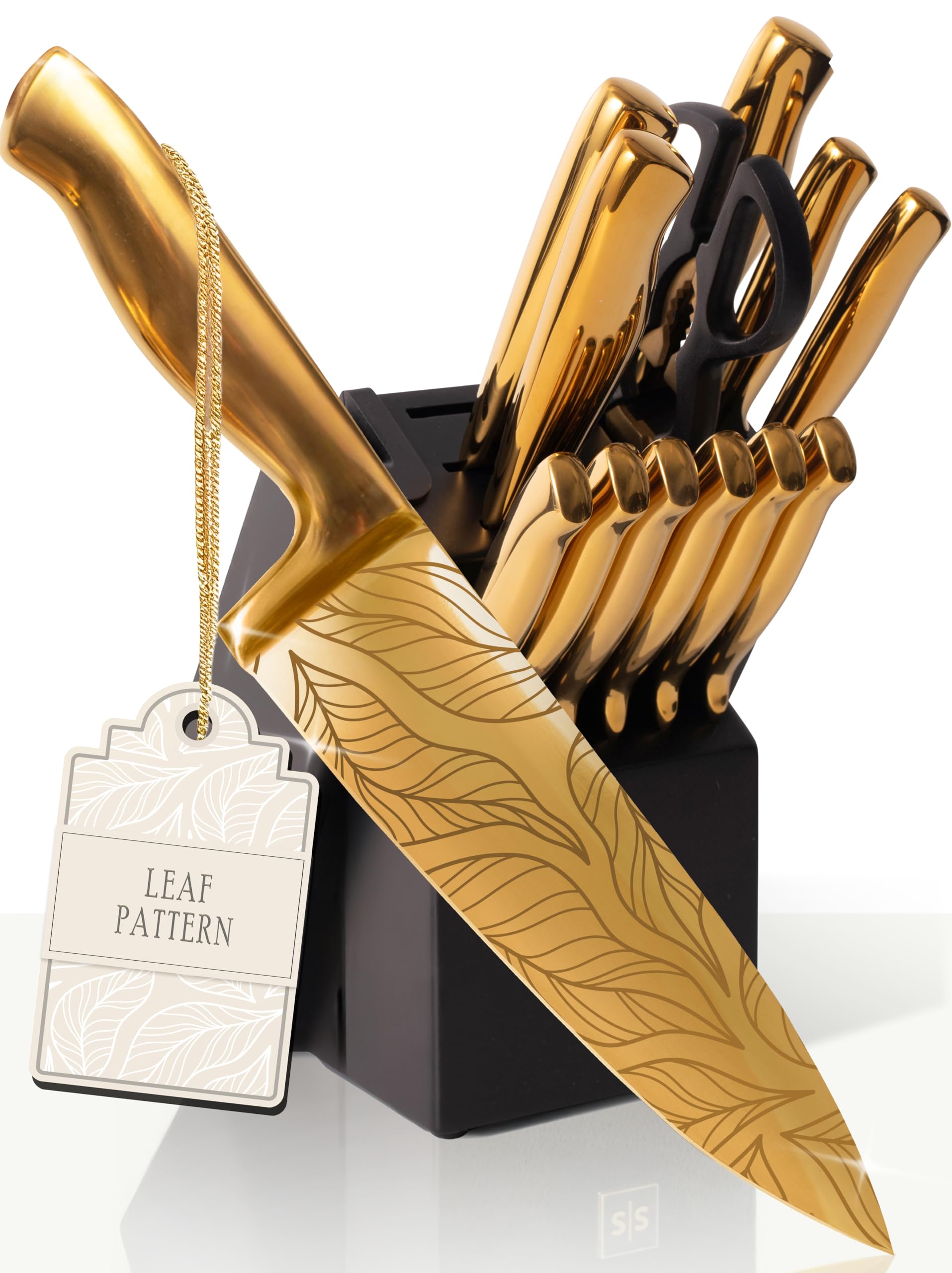 Amazon.com: Styled Settings Gold Knives with Etched Leaves Pattern