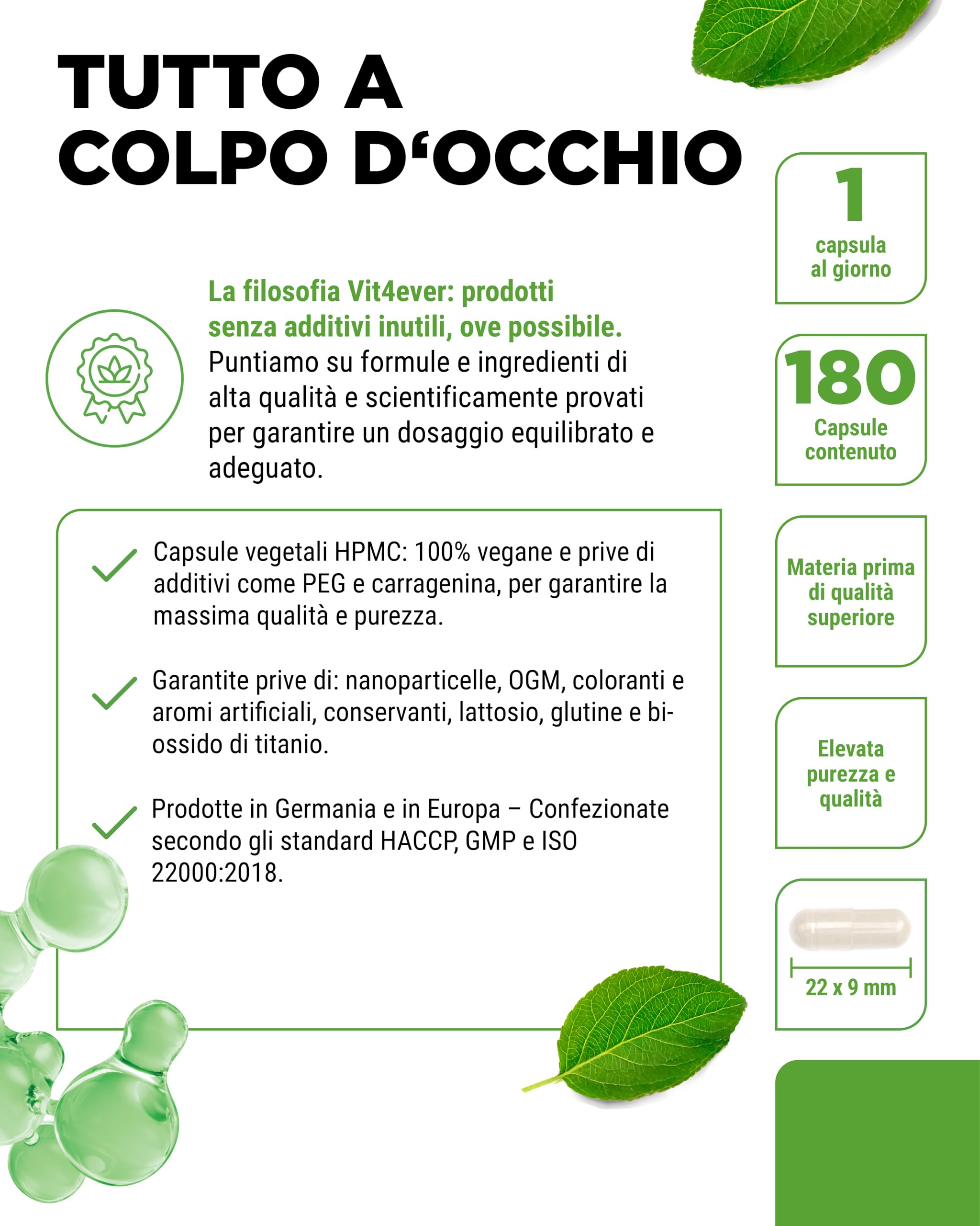 vit4ever CDP Choline (Citicoline) 250 mg - 180 Gélules - Hautement Dosé et Forme Bioactive de Choline - Vegan, sans additifs inutiles