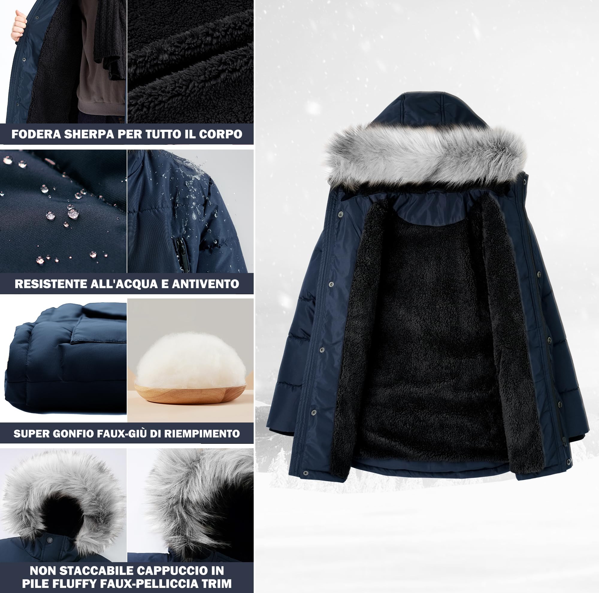 maoo garden Pesante Piumino Cappotto Bambino e Ragazzo Inverno Foderata in Pile Pelliccia Imbottita Resistente all'acqua Giacca