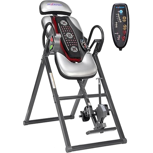 Model A Advanced Heat and Massage Heavy Duty Deluxe Inversion Table,320 lb Capacity,Gray/Black