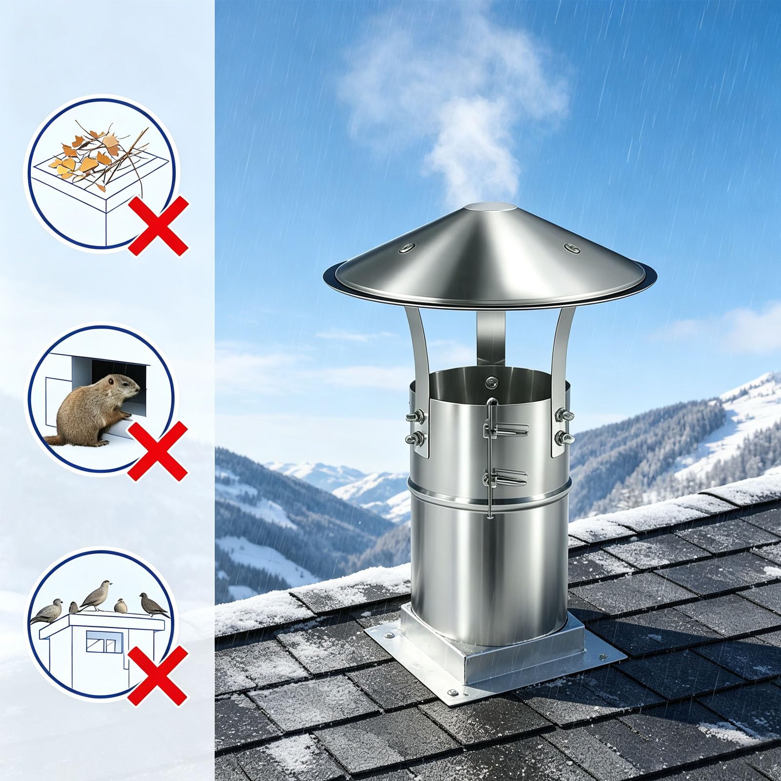 Copertura Antipioggia Caminocappuccio Esterno Cappello Conico