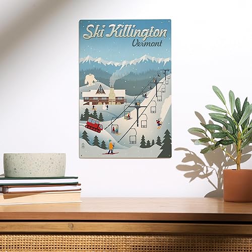 Miniatura 2 de Lantern Press Letrero de madera de 10 x 15 pulgadas, listo para colgar, decoración de pared, Killington, Vermont, estación de esquí retro