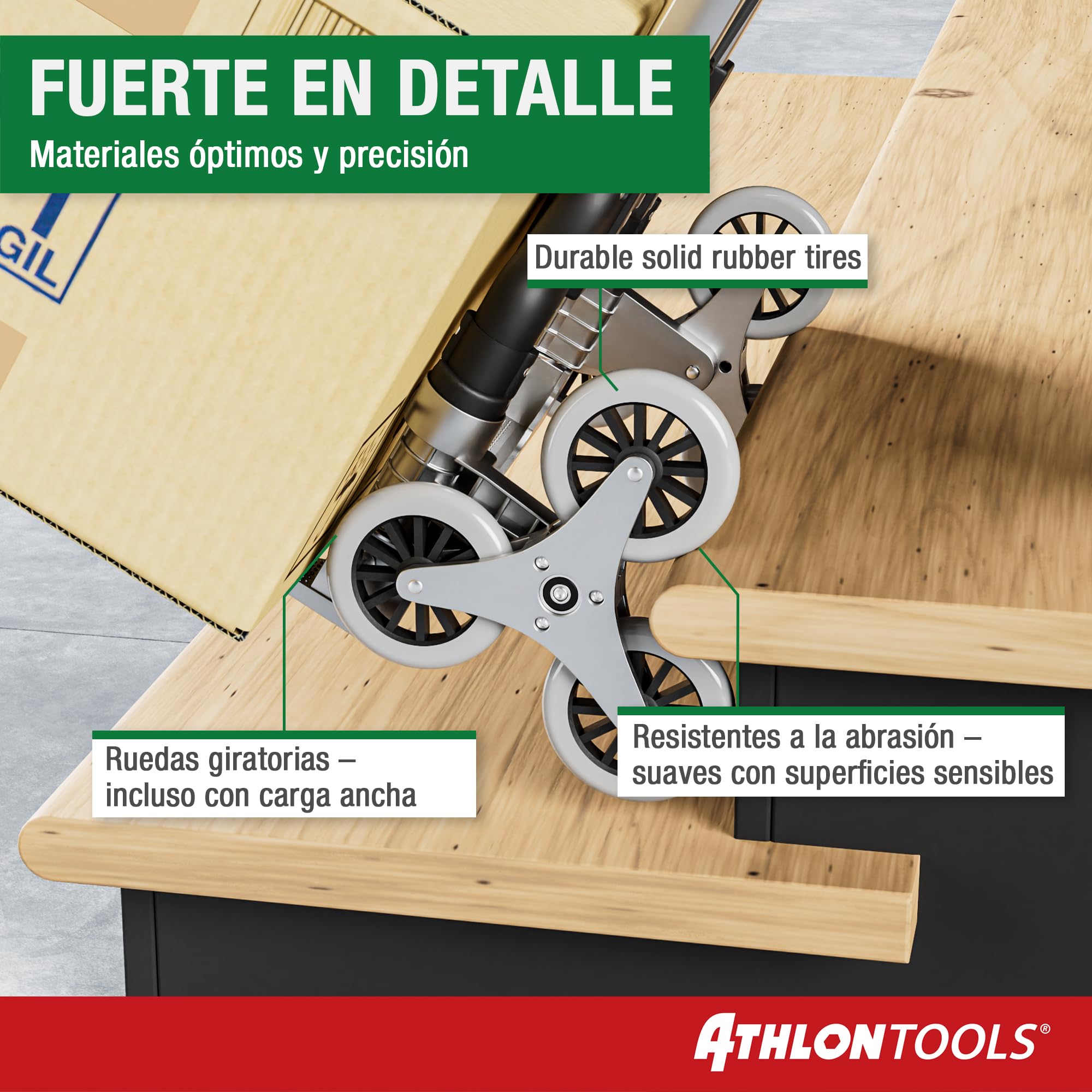 ATHLON TOOLS Carretilla Plegable de Aluminio, TÜV GS-Certificado, Mango 110 cm, Almohadillas Antideslizantes, Modelo 2025