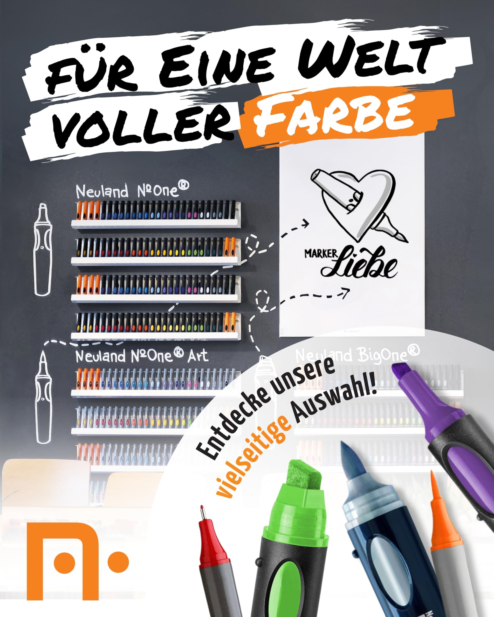 Neuland Metallic Moments Set I 5 Metallic-Marker mit Keilspitze 2-6 mm inkl. Skizzenbuch & Stiftemäppchen I Nachfüllbare, ergonomische Marker & Zubehör I Ideal für kreative Visualisierungen