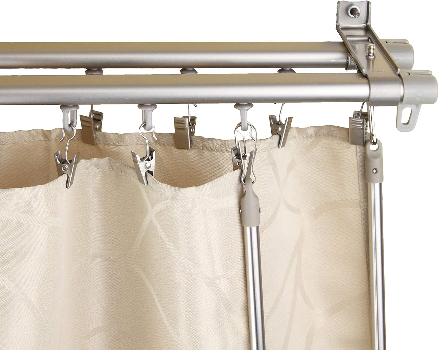 Regal Silver Adjustable Double Curtain Track Set 66 to 120 inch