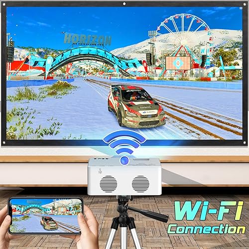 Miniatura 2 de TMY - Proyector de 5500 lúmenes con WiFi pantalla de 100 pulgadas portátil para ver películas al aire libre soporta resolución de 1080P Full HD y