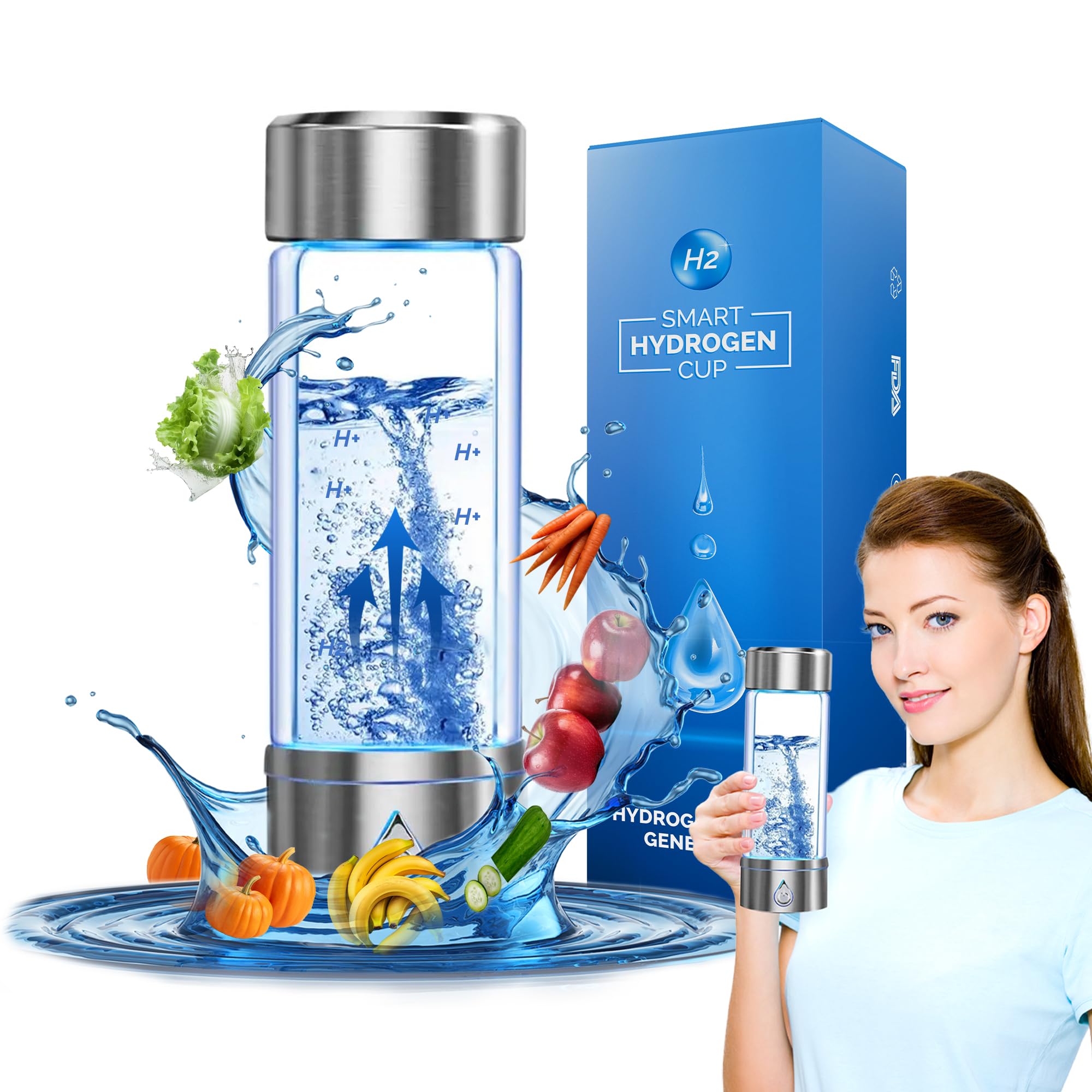 Hydrogen Water Bottle 2024, Hydrogen Water Bottle Generator, Three Minute Rapid Electrolysis, 420ml Portable hydrogenated Water Bottle for Office, Daily Use, Travel and Gifts