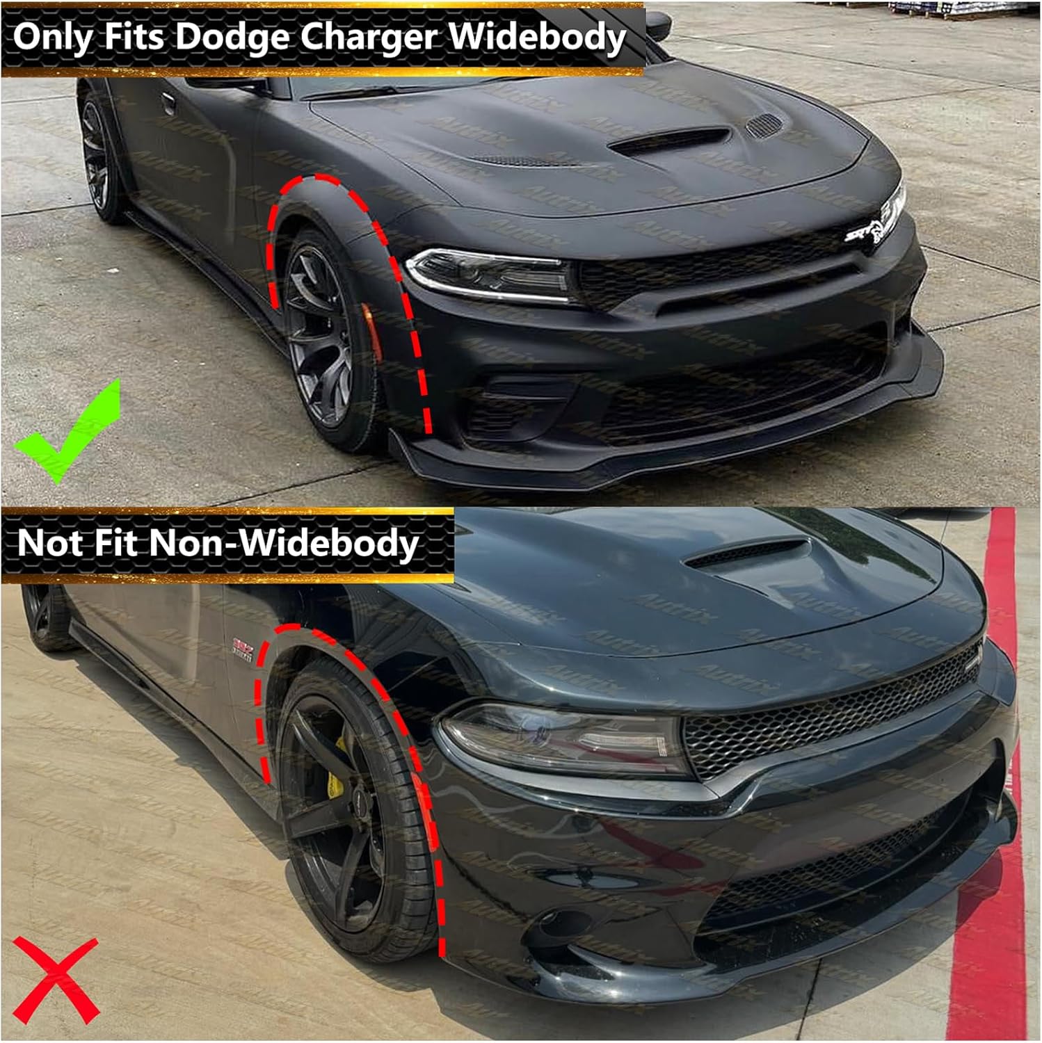 Front Bumper Grille For 2020-2024 Dodge Charger SRT Scat Pack Widebody Models, Front Upper Grille Matte Black