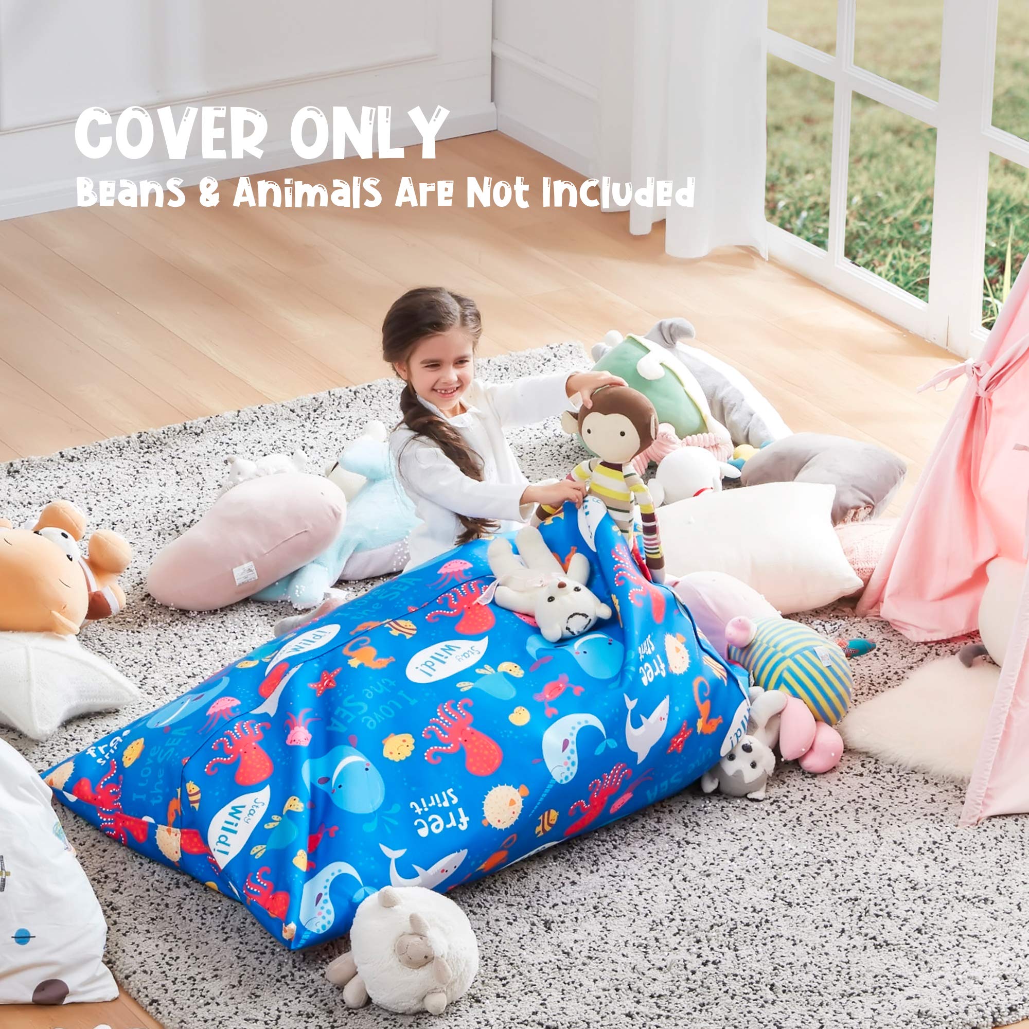 Housse Pouf Rangement Peluches Nobildonna - 250L - Toile Renforcée - Arc-en-ciel