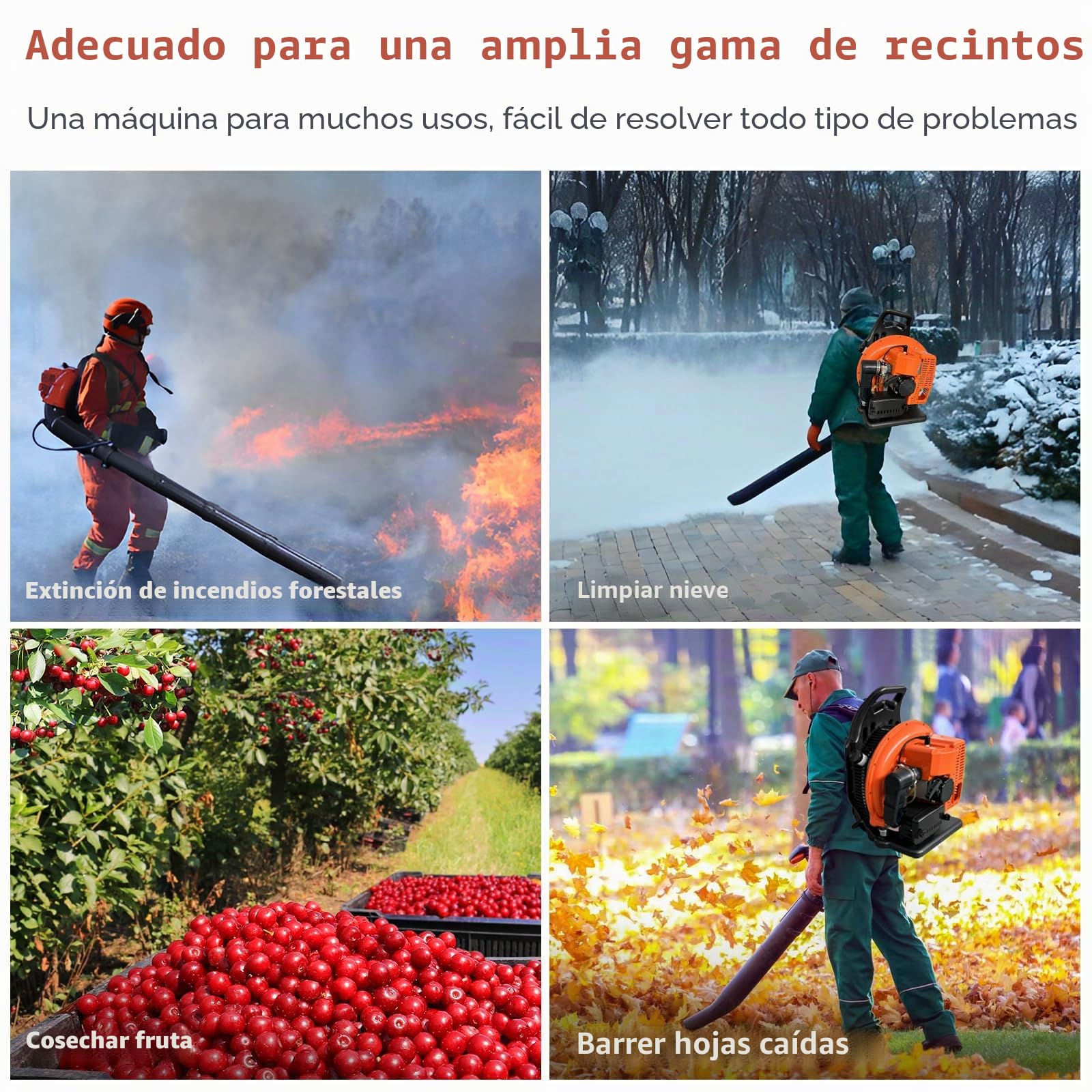 63cc Soplador de Hojas a Gasolina, Estilo Mochila, ASUNCELL Velocidad de Soplado, Soplador de Hojas a Combustible Inalámbrico para Patios, Jardines
