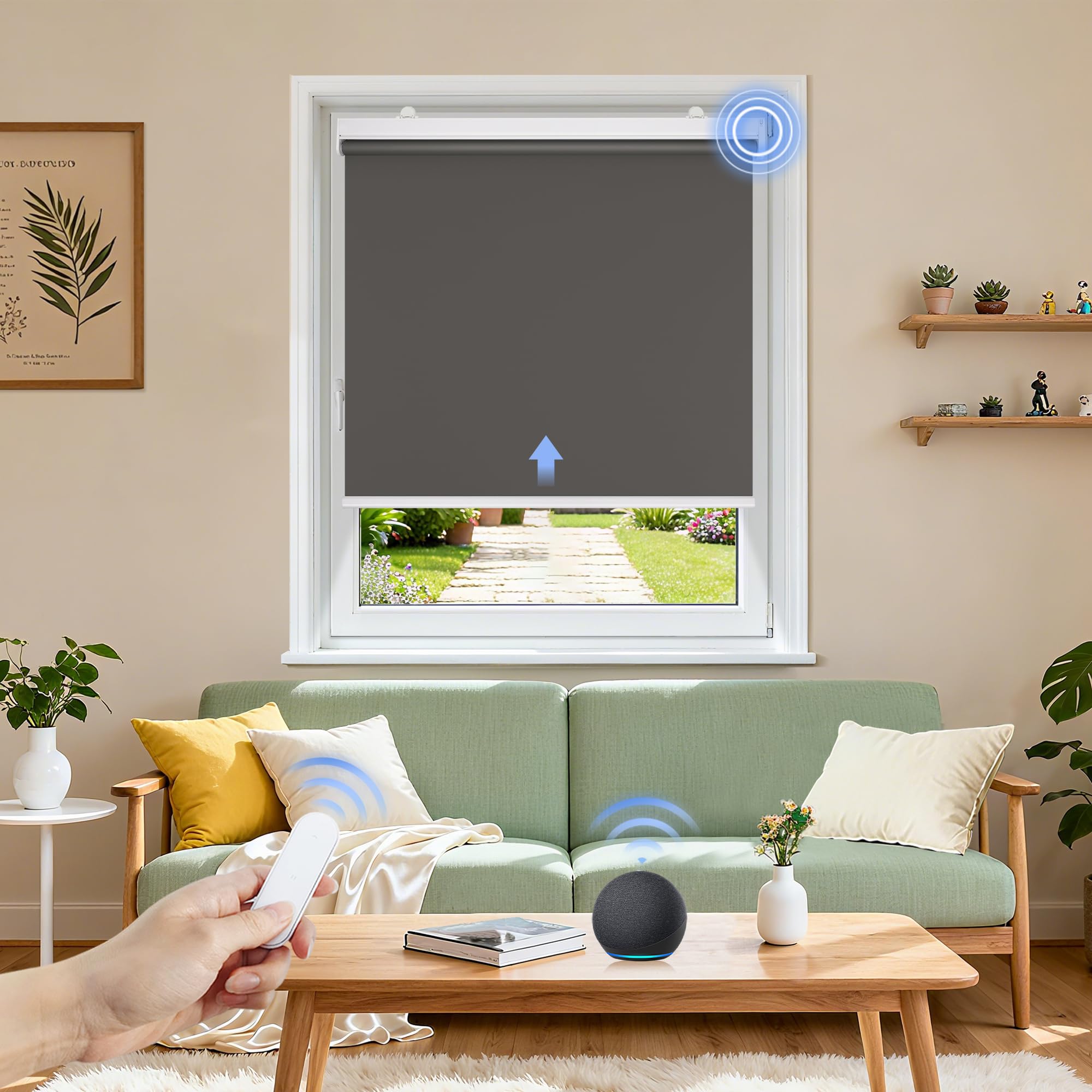Photo 1 of Grandekor Smart Motorized Blinds Compatible with Alexa |Dark Grey 27Wx72H