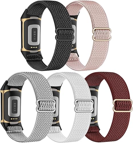 Paquete de 5 correas elásticas de nailon compatibles con Fitbit Charge 6Fitbit Charge 5 bandas para mujeres y hombres, correas elásticas ajustables disponible en Yaxa Guatemala