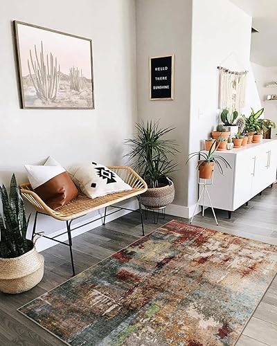 Miniatura 3 de Lahome Alfombra de Área Abstracta Moderna - Alfombras Lavables de 4x6 pies para Sala de Estar, Dormitorio, Comedor, Alfombra de Piso Interior