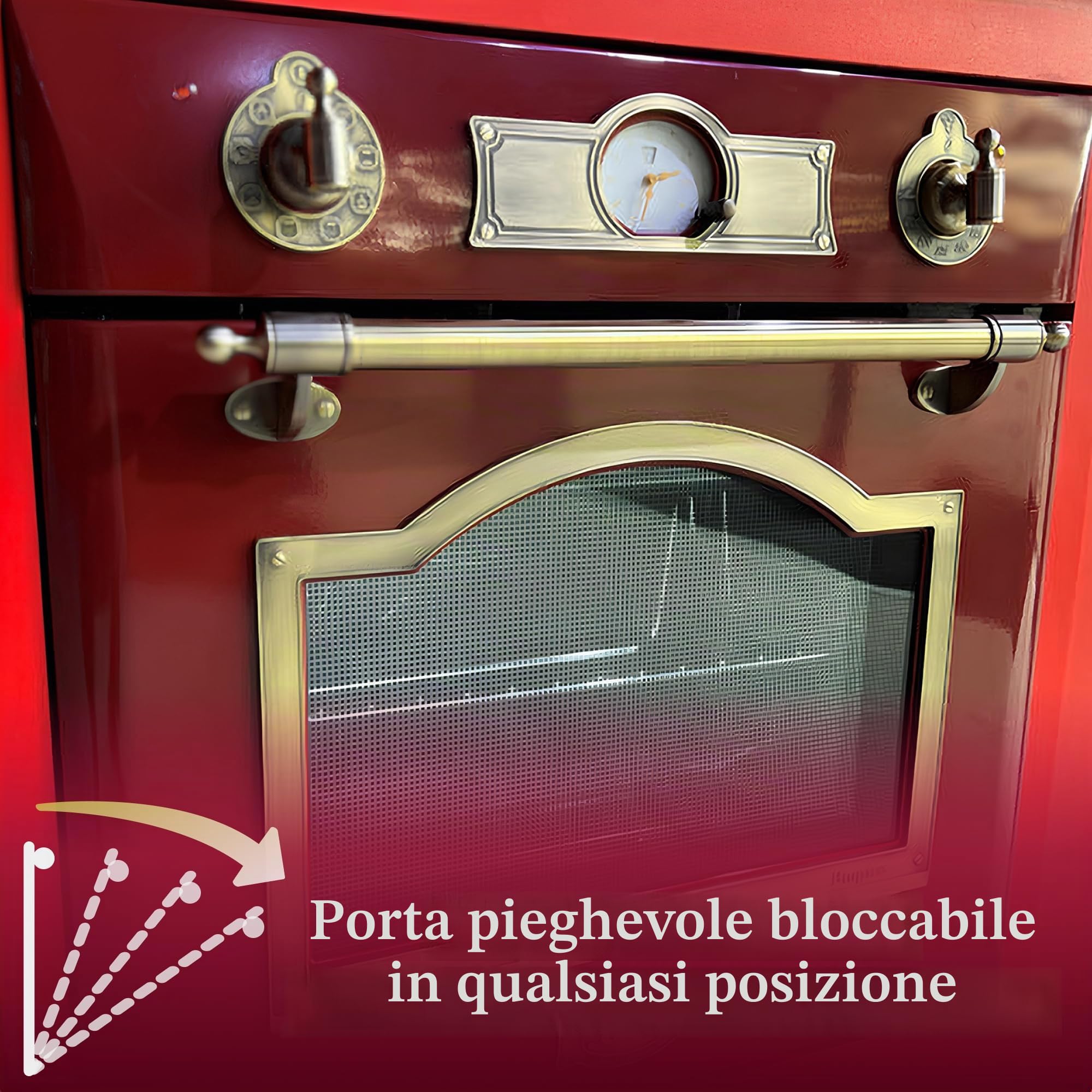 Forno elettrico da incasso 60 cm Kaiser EH 6355 RotEm Serie Empire Smalto Bordeaux con decorazioni in bronzo · Multifunzione 8 · Grill a infrarossi · Girarrosto · Autopulizia catalitica · Classe A