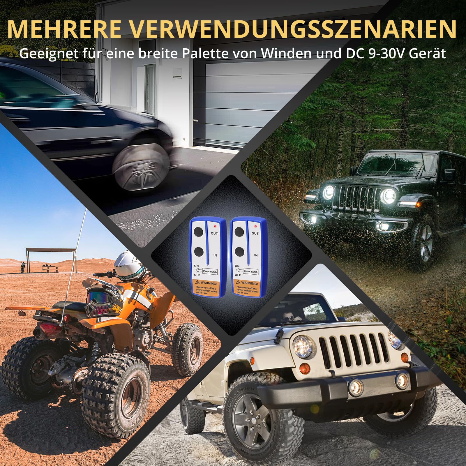 AMTOVL Fernbedienung für seilwinde 12V bis zu 30 m Seilwinde Fernschalter für Jeep ATV SUV