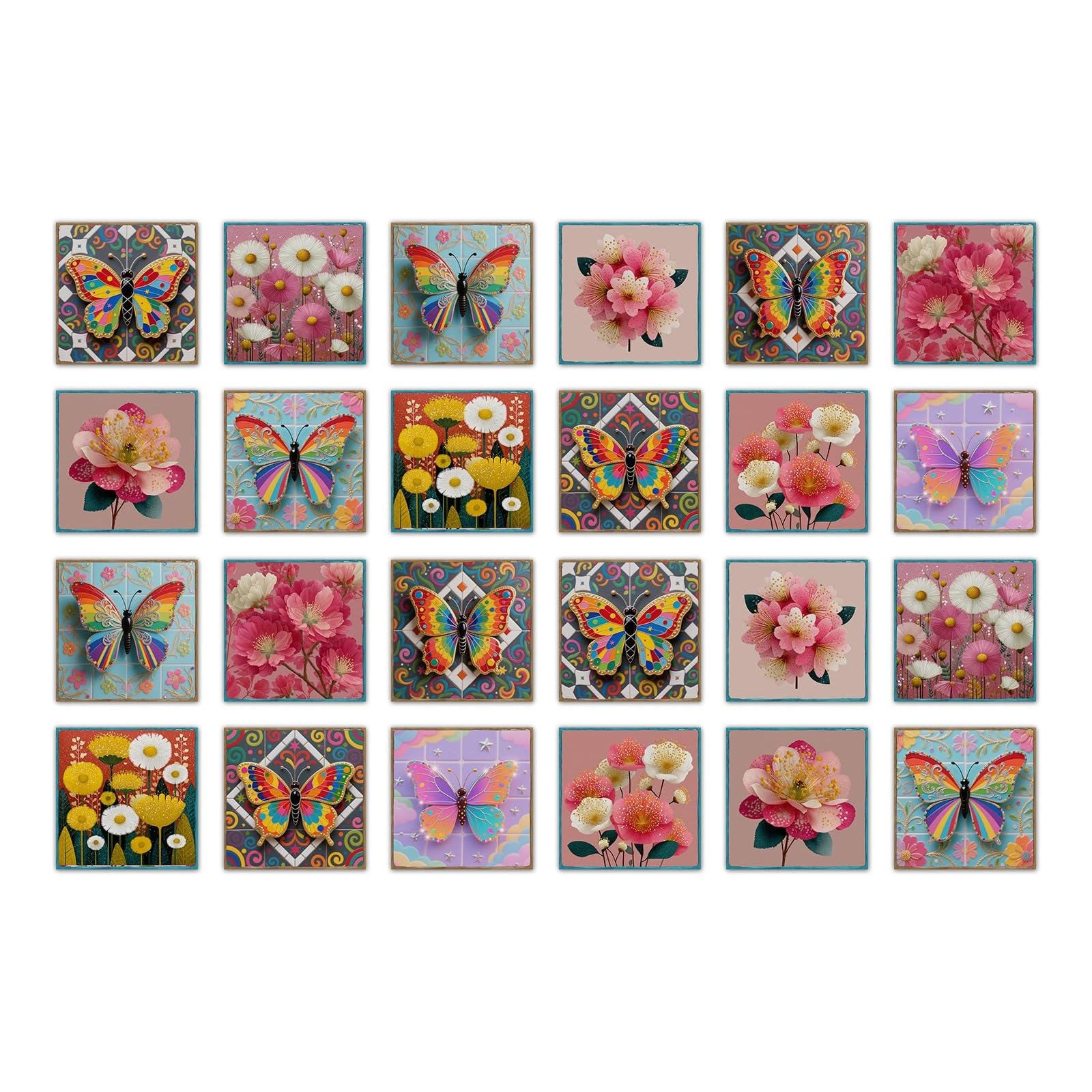24PCS Tile Wall Stickers Kitchen Bathroom Decorative