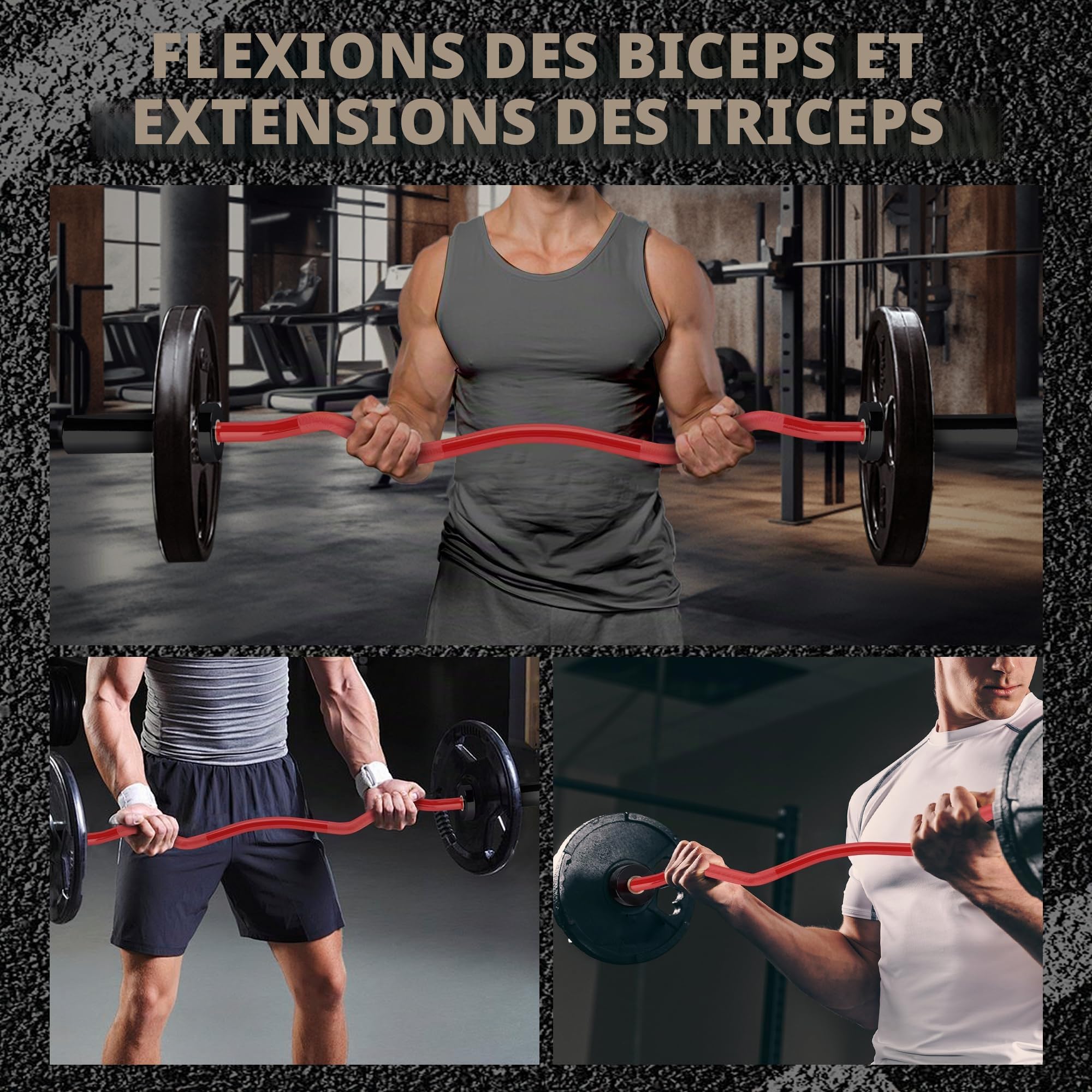 Garvee Barre Boucle EZ Olympique 47" – Acier solide, chrome antidérapant – Capacité 227kg, pour haltères 2" – Prise moletée – Idéale musculation à domicile ou salle – 2 colliers à ressort – Noir et