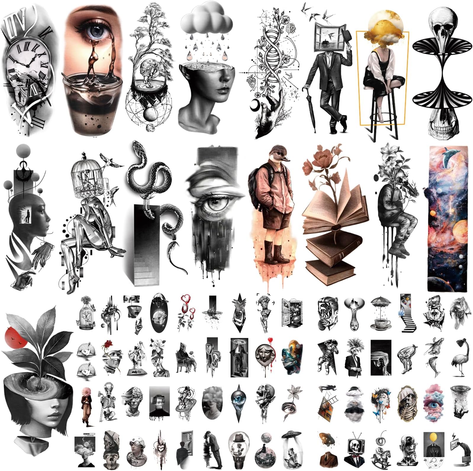 36 Sheets Princess Temporary Tattoo for Kids and 77 Sheets Abstract Style Fake Tattoo Stickers
