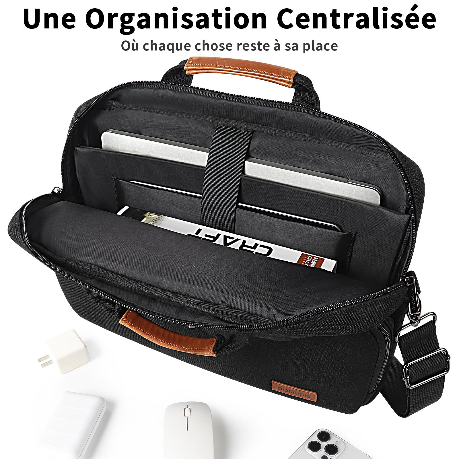 DOMISO 17 Pollici Impermeabile Borsa di Protezione Del Computer Portatile Borsa a Tracolla Asciugamano per 17-17.3" Notebook/Dell/Lenovo/Acer/HP/MSI/ASUS, Nero 2