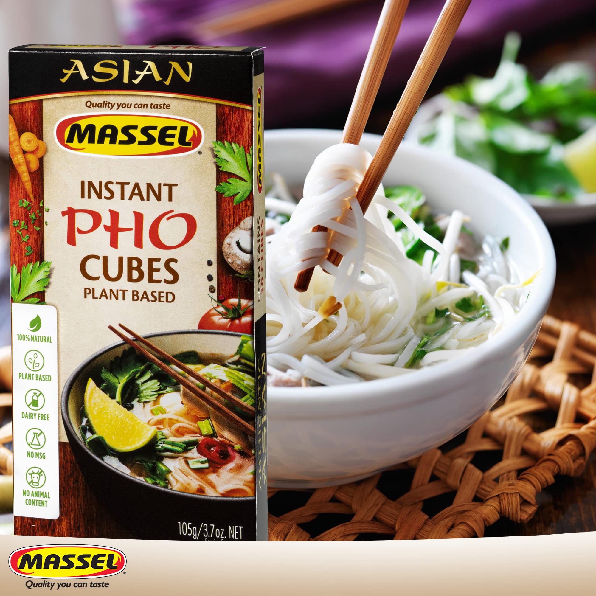 Massel Cubos asiáticos caldo instantáneo sin gluten sabor pho paquete 6 x 105 g