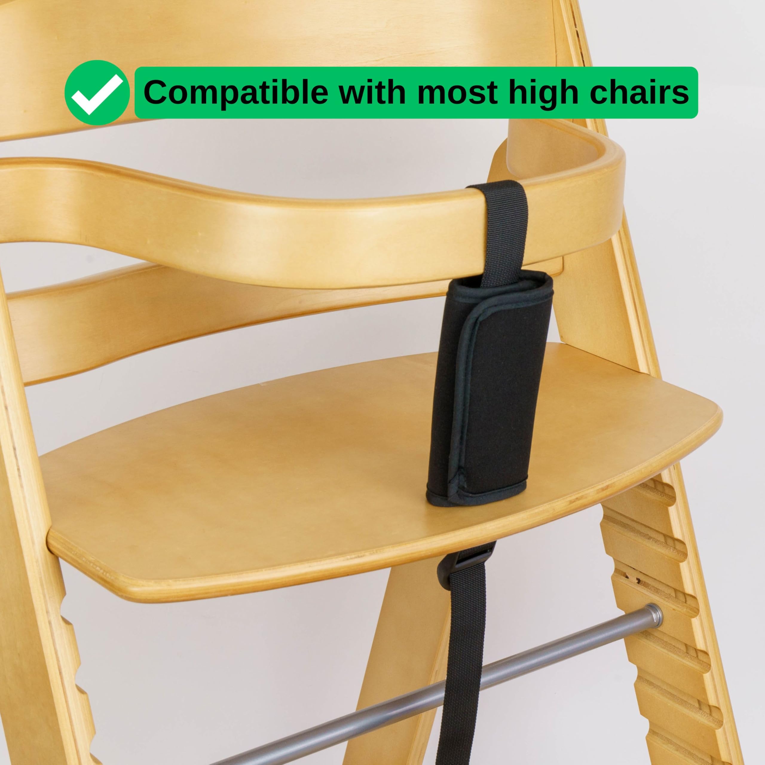Juego de protector de correa de entrepierna y arnés para trona, 2 pzs, Negro, correas de arnés compatibles con Hauck Alpha Beta, Stokke Tripp Trapp, roba Sit Up, funda de neopreno suave