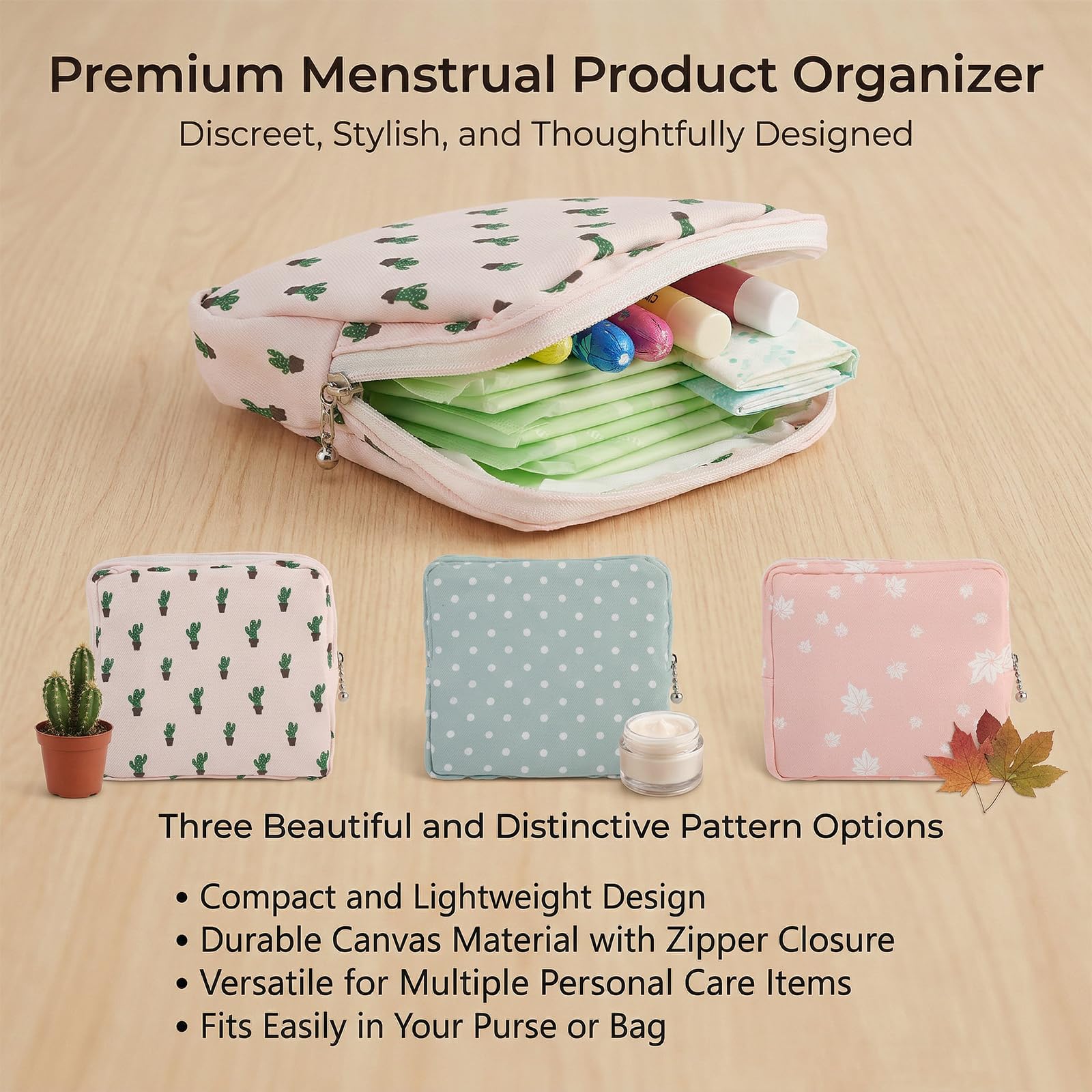 3Pcs Sanitary Napkin Storage Bag, Small Menstrual Period Bag Period Pouch Waterproof, Tampon Organizer Pouch Tampon Pad Holder for Purse, Pad Bags Feminine Care First Periods