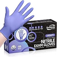 Vista 1 de Guantes desechables de nitrilo para examen, 3 mil, medianos, caja de 100, guantes de nitrilo violeta, desechables, sin látex, para médicos