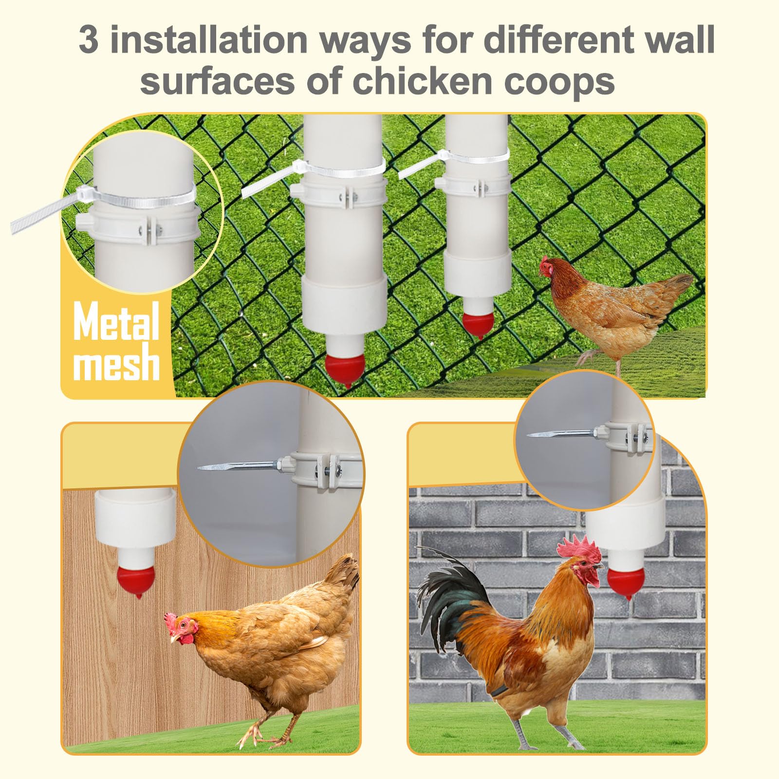Automatic Chicken Feeder - Large PVC Pipe Hanging Feeder With Cover, Rainproof & No-Waste Design