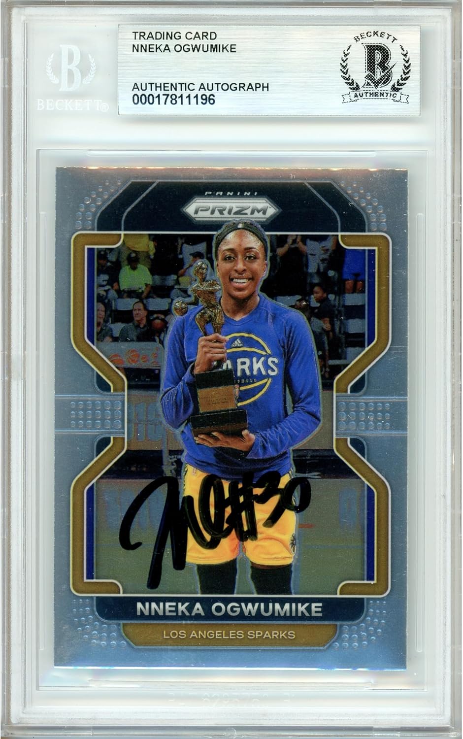 Nneka Ogwumike Autographed 2022 Panini Prizm WNBA Basketball Trading Card Slabbed Beckett Authentication Services BAS Authentic Slab COA Played For Los Angeles Sparks